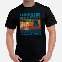 Disk Golf T-Shirt - Ultimate & Frisbee Golf Apparel & Attire - Gift Ideas for Disc Golfers & Beer Lovers - I Like Beer & Disc Golf Tee - Black, Men