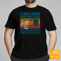 Disk Golf T-Shirt - Ultimate & Frisbee Golf Apparel & Attire - Gift Ideas for Disc Golfers & Beer Lovers - I Like Beer & Disc Golf Tee - Black, Plus Size