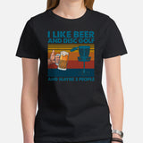 Disk Golf T-Shirt - Ultimate & Frisbee Golf Apparel & Attire - Gift Ideas for Disc Golfers & Beer Lovers - I Like Beer & Disc Golf Tee - Black, Women
