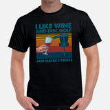 Disk Golf T-Shirt - Ultimate & Frisbee Golf Apparel & Attire - Gift Ideas for Disc Golfers & Wine Lovers - I Like Wine & Disc Golf Tee - Black, Men