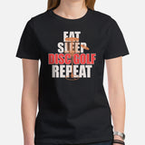 Disk Golf Shirt - Gift for Disc Golfer - Disc Golf Apparel & Attire - Disc Golf Shirt - Disk Golf Gifts - Eat Sleep Disc Golf Repeat Shirt - Black, Women