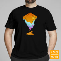 DnD & RPG Games T-Shirt - Gaming Gift for Him & Her, Hiker, Camper, Typical Gamer & Game Lover - Sunset Landscape Inside D&D Dice Shirt - Black, Plus Size