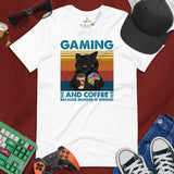 DnD & RPG Games T-Shirt - Gaming Gift for Him & Her, Typical Gamers & Coffee Lovers - Gaming And Coffee Because Murder Is Wrong Shirt - White