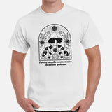 DnD & RPG Games T-Shirt - Gaming Gift for Him & Her, Typical Gamers & Foragers - Pretty Mushrooms Make Deadlier Poison Shirt - White, Men