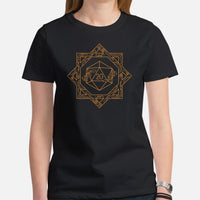 DnD & RPG Games T-Shirt - Gaming Gift Ideas for Him & Her, Typical Gamers & Game Lovers - Artistic D&D Dice Cottagecore Aesthetic Shirt - Black, Women