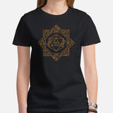 DnD & RPG Games T-Shirt - Gaming Gift Ideas for Him & Her, Typical Gamers & Game Lovers - Artistic D&D Dice Cottagecore Aesthetic Shirt - Black, Women