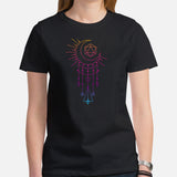 DnD & RPG Games T-Shirt - Gaming Gift Ideas for Her, Typical Gamers & Game Lovers - Artistic D&D Dice & Moon Vaporwave Aesthetic Shirt - Black, Women