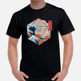 DnD & RPG Games T-Shirt - Gaming Gift Ideas for Him & Her, Typical Gamers & Game Lovers - Japanese Artistic Great Wave D&D Dice Shirt - Black, Men