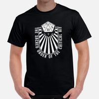 DnD & RPG Games T-Shirt - Gaming Gift Ideas for Him & Her, Typical Gamers & Game Lovers - The Sacred Order of The Critical Hit Shirt - Black, Men