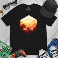 DnD & RPG Games T-Shirt - Sunset Adventure D&D Dice Shirt - Gaming Gift for Him & Her, Typical Gamers & Game Lovers - Fun Squad Merch - Black