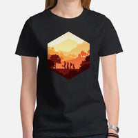 DnD & RPG Games T-Shirt - Sunset Adventure D&D Dice Shirt - Gaming Gift for Him & Her, Typical Gamers & Game Lovers - Fun Squad Merch - Black, Women