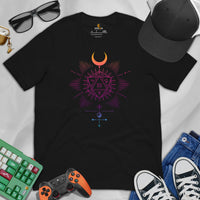 DnD & RPG Games T-Shirt - Xmas Gaming Gift Ideas for Her, Typical Gamers & Game Lovers - Geometric D&D Dice Vaporwave Aesthetic Shirt - Black