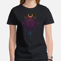 DnD & RPG Games T-Shirt - Xmas Gaming Gift Ideas for Her, Typical Gamers & Game Lovers - Geometric D&D Dice Vaporwave Aesthetic Shirt - Black, Women