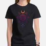 DnD & RPG Games T-Shirt - Xmas Gaming Gift Ideas for Her, Typical Gamers & Game Lovers - Geometric D&D Dice Vaporwave Aesthetic Shirt - Black, Women