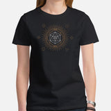 DnD & RPG Games T-Shirt - Xmas Gaming Gift Ideas for Her, Typical Gamers & Tarot Lovers - Geometric D&D Dice Artistic Aesthetic Shirt - Black, Women