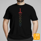 DnD & RPG Games T-Shirt - Xmas Gaming Gift Ideas for Him & Her, Typical Gamers & Game Lovers - Artistic Great Sword D&D Dices Shirt - Black, Plus Size