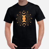 DnD & RPG Games T-Shirt - Xmas Gaming Gift Ideas for Him & Her, Typical Gamers & Tarot Lovers - Moon Phase & DnD Dice Aesthetic Shirt - Black, Men