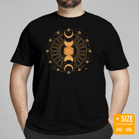 DnD & RPG Games T-Shirt - Xmas Gaming Gift Ideas for Him & Her, Typical Gamers & Tarot Lovers - Moon Phase & DnD Dice Aesthetic Shirt - Black, Plus Size