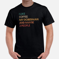 Doberman Dog Themed Clothes & Attire - Gifts for Dog Lovers - Funny Canine Tee Shirts For Humans - I Like Coffee & My Doberman T-Shirt - Black, Men