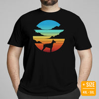 Doberman Dog Themed Clothes & Attire - Gifts for Dog Moms, Dads & Lovers - Canine Tee Shirts For Humans - Retro Sunset Themed T-Shirt - Black, Plus Size