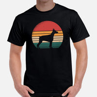 Doberman Dog Themed Clothes & Attire - Gifts for Dog Moms, Dads & Lovers - Canine Tee Shirts For Humans - Vintage Sunset T-Shirt - Black, Men