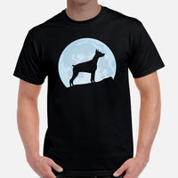 Doberman Dog Themed Clothes & Attire - Gifts for Dog Moms, Dads & Lovers - Funny Canine Tee Shirts For Humans - Over The Moon T-Shirt - Black, Men