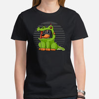 Doberman Dog Themed Clothes - Cute Alligator Costume T-Shirt - Gifts for Dog Moms, Dads & Lovers - Funny Canine Tee Shirts For Humans - Black, Women