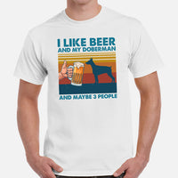 Doberman Dog Themed Clothes - Gifts for Beer & Dog Lovers - Funny Canine Tee Shirts For Humans - I Like Beer And My Doberman T-Shirt - White, Men