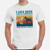 Doberman Dog Themed Clothes - Gifts for Beer & Dog Lovers - Funny Canine Tee Shirts For Humans - I Like Beer And My Doberman T-Shirt - White, Men