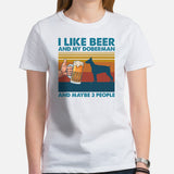 Doberman Dog Themed Clothes - Gifts for Beer & Dog Lovers - Funny Canine Tee Shirts For Humans - I Like Beer And My Doberman T-Shirt - White, Women