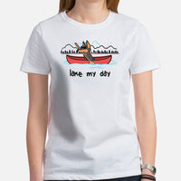 Doberman Dog Themed Clothes - Gifts for Campers & Dog Moms, Dads & Lovers - Funny Canine Tee Shirts For Humans - Lake My Day T-Shirt - White, Women