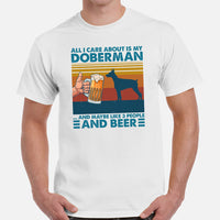 Doberman Dog Themed Clothes - Gifts for Dog Lovers - Canine Tee Shirts For Humans - All I Care About Is My Doberman And Beer T-Shirt - Black, Men