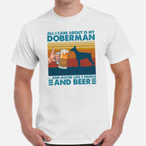 Doberman Dog Themed Clothes - Gifts for Dog Lovers - Canine Tee Shirts For Humans - All I Care About Is My Doberman And Beer T-Shirt - Black, Men