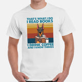 Doberman Dog Themed Clothes - Gifts for Dog Lovers - Canine Tee Shirts For Humans - I Read Books, Drink Coffee And Know Things T-Shirt - Black, Men