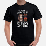Doberman Dog Themed Clothes - Gifts for Dog Lovers - Funny Canine Tee Shirts For Humans - Easily Distracted By Otters & Dogs T-Shirt - Black, Men