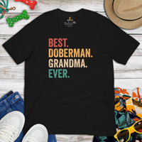 Doberman Dog Themed Clothes - Gifts for Dog Lovers - Funny Canine Tee Shirts & Outfit For Humans - Best Doberman Grandma Ever T-Shirt - Black