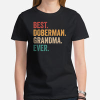 Doberman Dog Themed Clothes - Gifts for Dog Lovers - Funny Canine Tee Shirts & Outfit For Humans - Best Doberman Grandma Ever T-Shirt - Black, Women