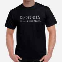 Doberman Dog Themed Clothes - Gifts for Dog Moms, Dads & Lovers - Canine Tee Shirts For Humans - Funny Doberman Definition T-Shirt - Black, Men
