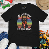 Doberman Dog Themed Clothes - Gifts for Dog Moms, Dads & Lovers - Canine Tee Shirts For Humans - My Therapist Has Fur And Paws T-Shirt - Black