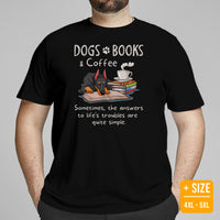 Doberman Dog Themed Clothes - Gifts for Dog Moms, Dads & Lovers - Funny Canine Tee Shirts For Humans - Dogs, Books And Coffee T-Shirt - Black, Plus Size