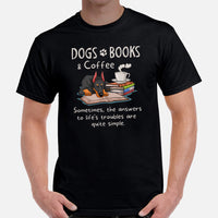 Doberman Dog Themed Clothes - Gifts for Dog Moms, Dads & Lovers - Funny Canine Tee Shirts For Humans - Dogs, Books And Coffee T-Shirt - Black, Men