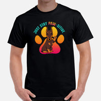 Doberman Dog Themed Clothes - Gifts for Dog Moms, Dads & Lovers - Funny Canine Tee Shirts For Humans - Just Stay Paw-sitive T-Shirt - Black, Men