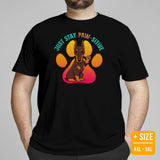 Doberman Dog Themed Clothes - Gifts for Dog Moms, Dads & Lovers - Funny Canine Tee Shirts For Humans - Just Stay Paw-sitive T-Shirt - Black, Plus Size