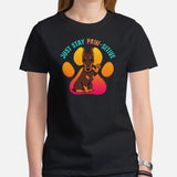 Doberman Dog Themed Clothes - Gifts for Dog Moms, Dads & Lovers - Funny Canine Tee Shirts For Humans - Just Stay Paw-sitive T-Shirt - Black, Women