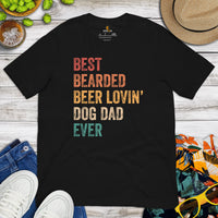 Dog & Canine Themed Clothes & Attire - Cute Dog Tee Shirt For Humans - Presents for Dog Dad - Best Bearded Beer Lovin' Dog Dad Ever Tee - Black