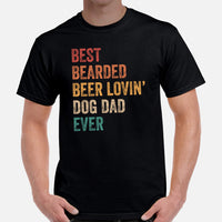 Dog & Canine Themed Clothes & Attire - Cute Dog Tee Shirt For Humans - Presents for Dog Dad - Best Bearded Beer Lovin' Dog Dad Ever Tee - Black, Men