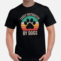 Dog & Canine Themed Clothes & Attire - Cute Dog Tee Shirt For Humans - Presents for Dog Moms & Dads - Easily Distracted By Dogs T-Shirt - Black, Men