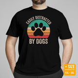 Dog & Canine Themed Clothes & Attire - Cute Dog Tee Shirt For Humans - Presents for Dog Moms & Dads - Easily Distracted By Dogs T-Shirt - Black, Plus Size