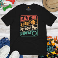 Dog & Canine Themed Clothes & Attire - Cute Dog Tee Shirt For Humans - Presents for Dog Moms & Dads - Eat Sleep Pet Dogs Repeat T-Shirt - Black