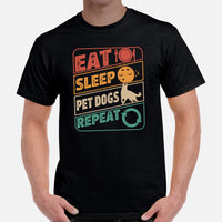 Dog & Canine Themed Clothes & Attire - Cute Dog Tee Shirt For Humans - Presents for Dog Moms & Dads - Eat Sleep Pet Dogs Repeat T-Shirt - Black, Men